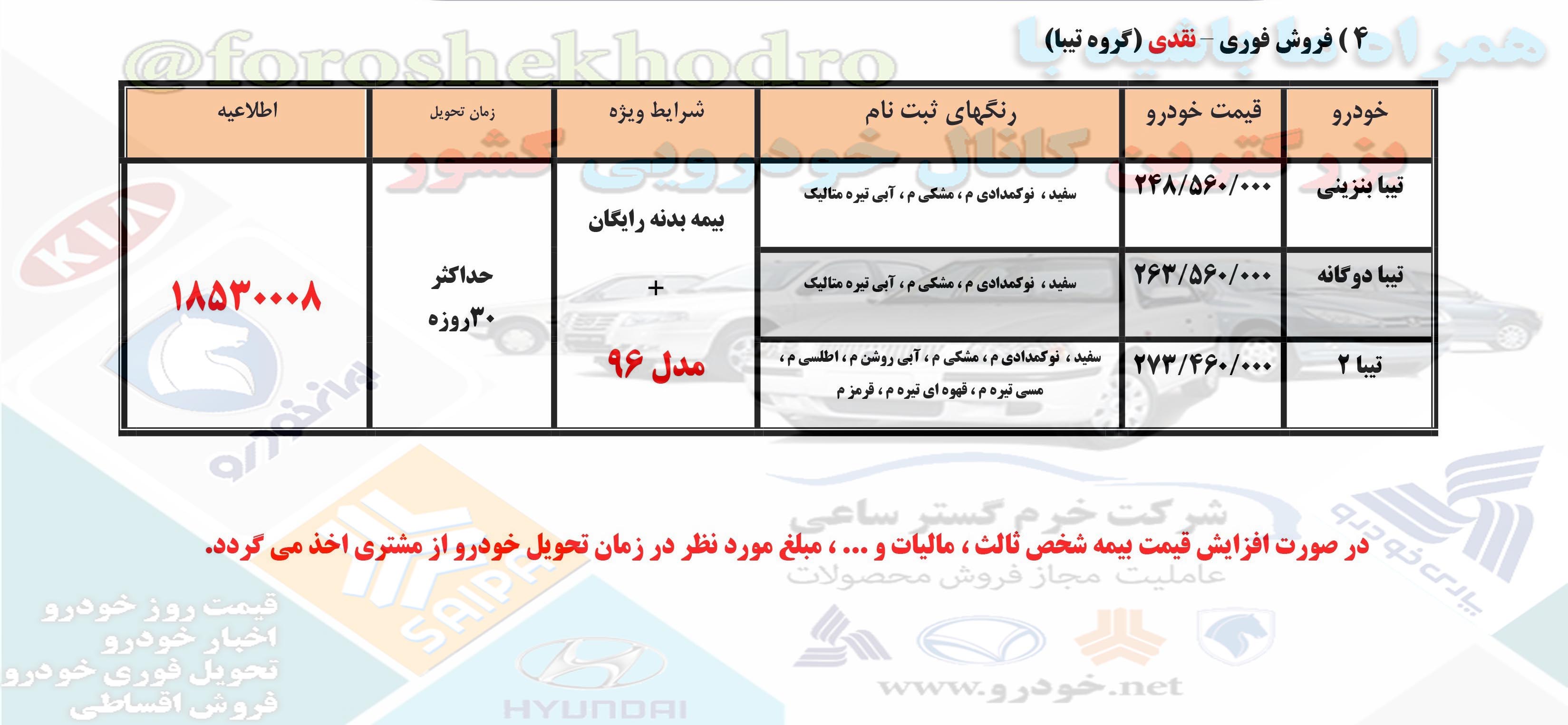 فروش اقساطی تیبا